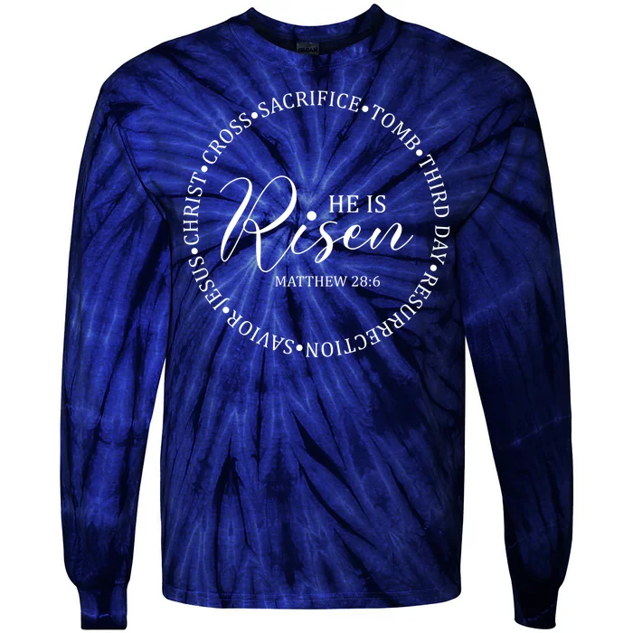 He Is Risen Matthew Easter Verse Tie-Dye Long Sleeve Shirt