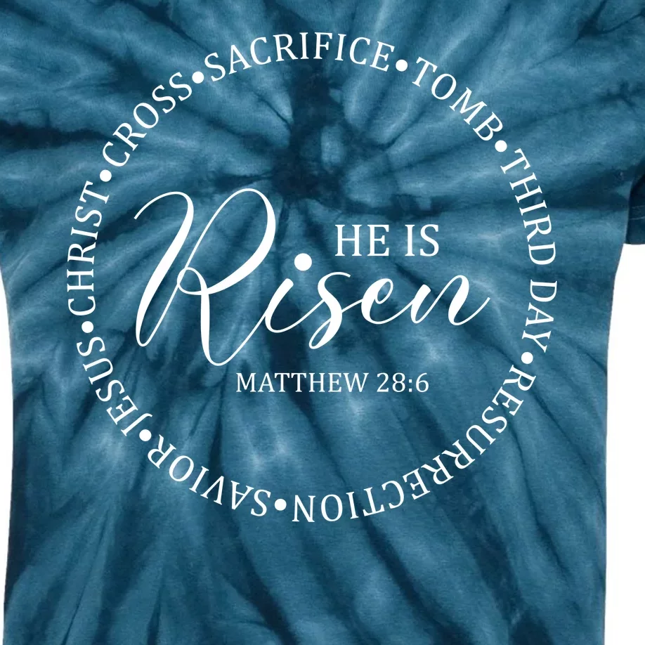 He Is Risen Matthew Easter Verse Kids Tie-Dye T-Shirt