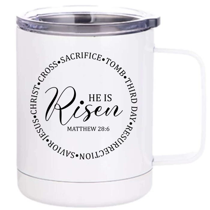 He Is Risen Matthew Easter Verse Front & Back 12oz Stainless Steel Tumbler Cup