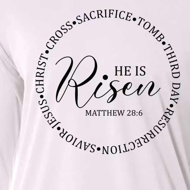 He Is Risen Matthew Easter Verse Cooling Performance Long Sleeve Crew