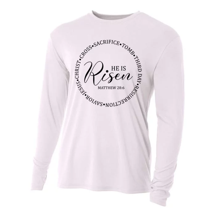 He Is Risen Matthew Easter Verse Cooling Performance Long Sleeve Crew