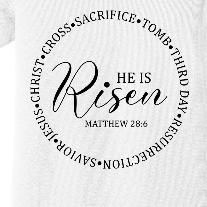 He Is Risen Matthew Easter Verse Baby Bodysuit