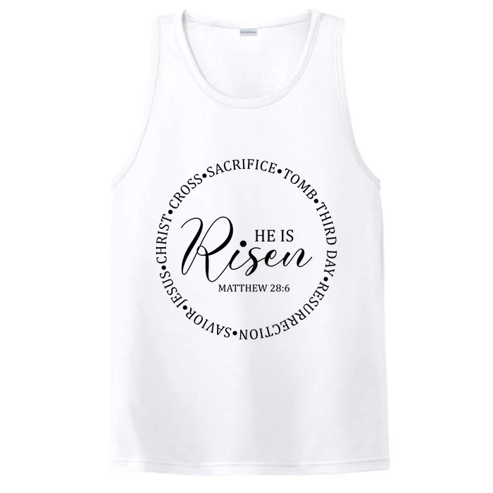 He Is Risen Matthew Easter Verse Performance Tank