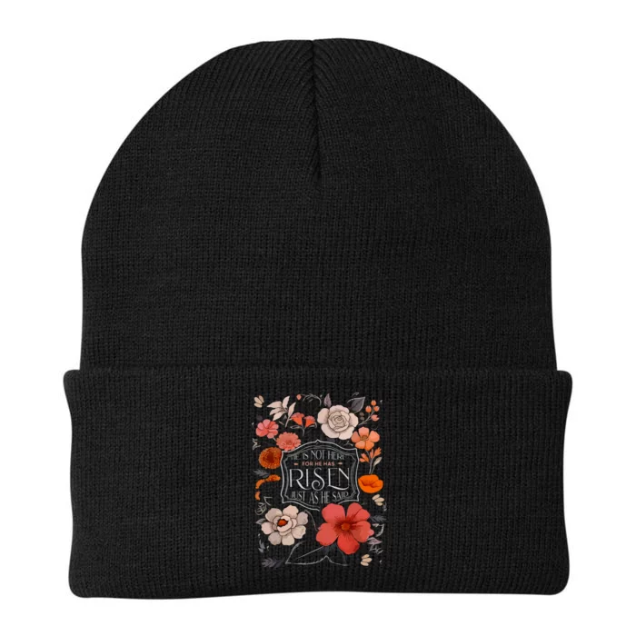 He Is Risen He Is Not Here Easter Day Christian Jesus Floral Knit Cap Winter Beanie