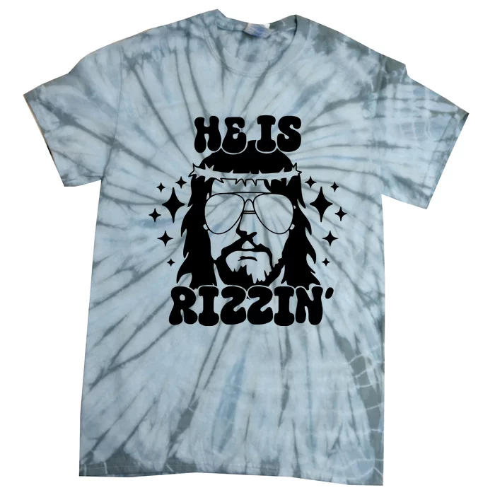 He Is Rizzin Funny Easter Day Retro Christian Religious Tie-Dye T-Shirt