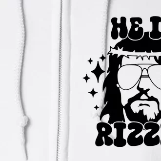 He Is Rizzin Funny Easter Day Retro Christian Religious Full Zip Hoodie