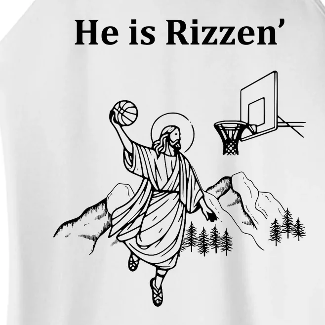 He Is Rizzen Jesus Christ He Has Risen Basketball Dunking Women’s Perfect Tri Rocker Tank