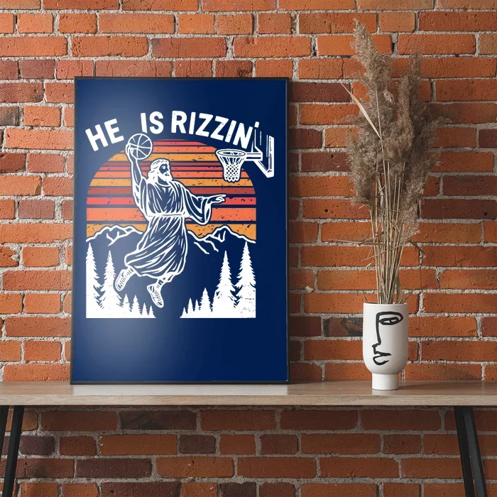 He Is Rizzin Easter Jesus Christian Basketball Poster