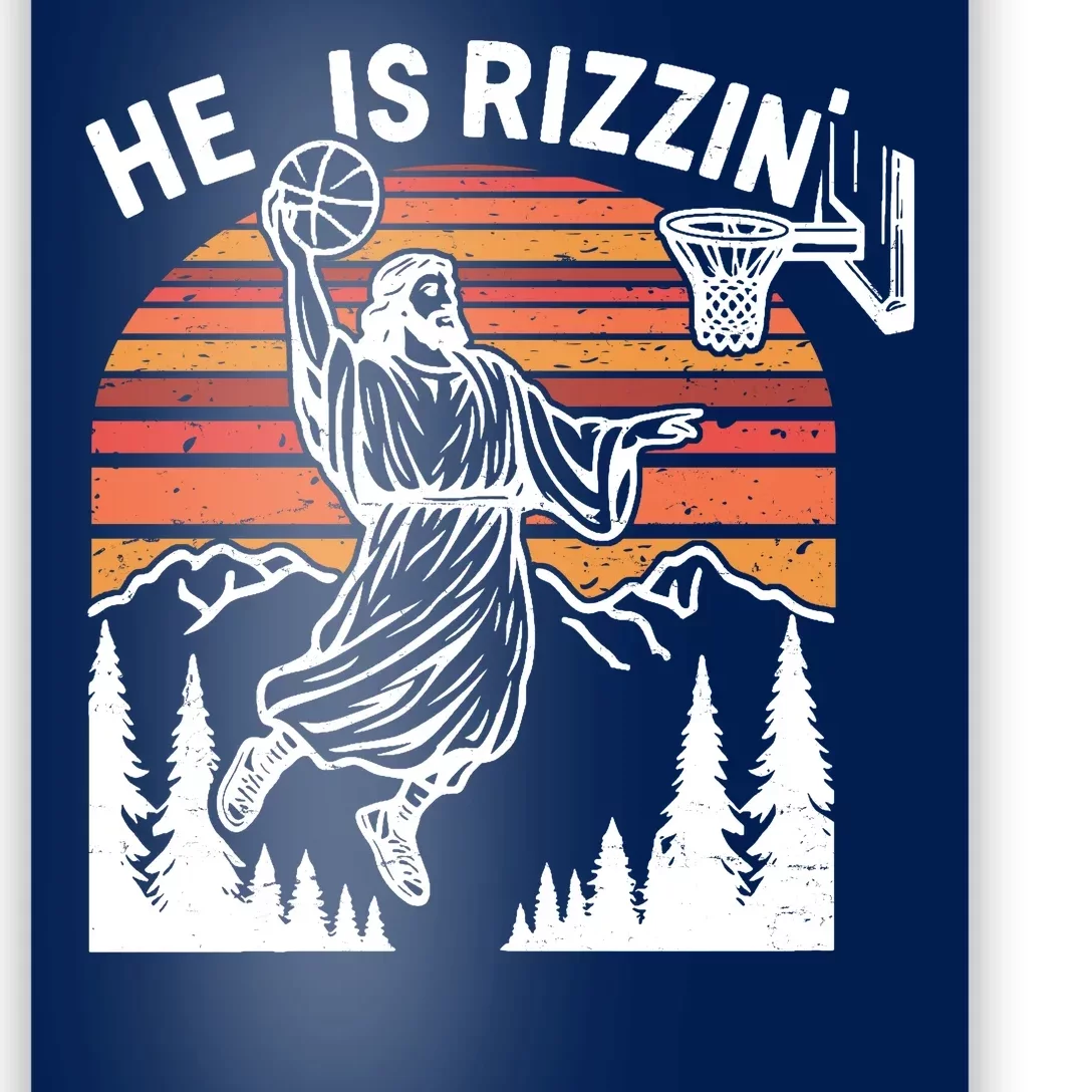 He Is Rizzin Easter Jesus Christian Basketball Poster