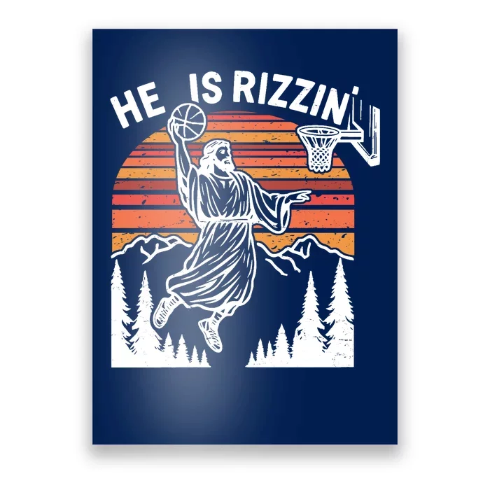 He Is Rizzin Easter Jesus Christian Basketball Poster