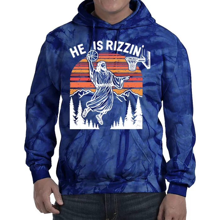 He Is Rizzin Easter Jesus Christian Basketball Tie Dye Hoodie