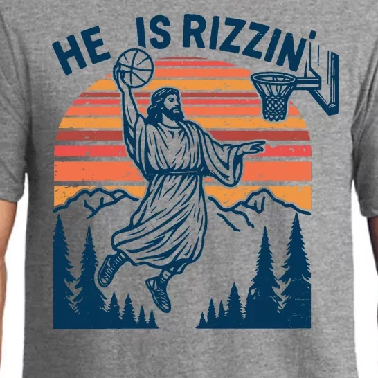 He Is Rizzin Easter Jesus Christian Basketball Pajama Set