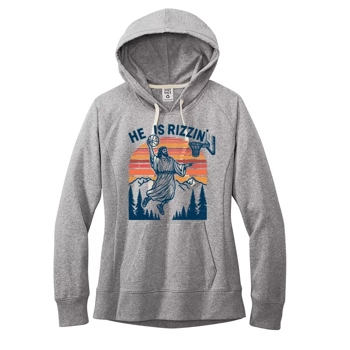 He Is Rizzin Easter Jesus Christian Basketball Women's Fleece Hoodie