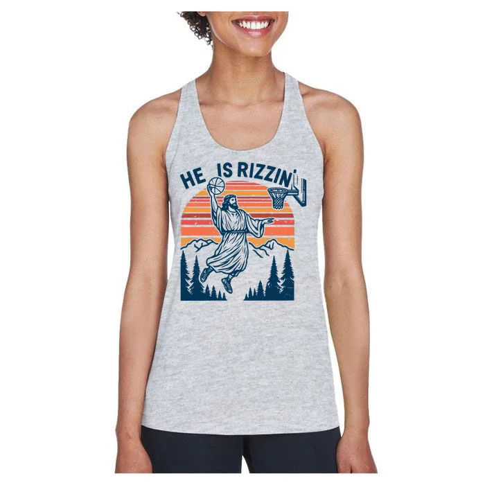 He Is Rizzin Easter Jesus Christian Basketball Women's Racerback Tank