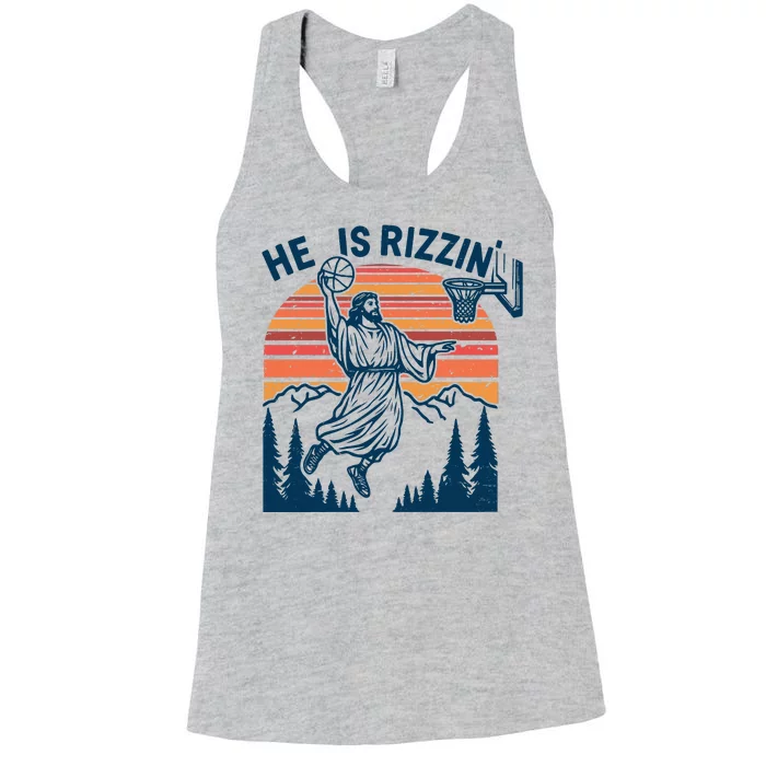 He Is Rizzin Easter Jesus Christian Basketball Women's Racerback Tank