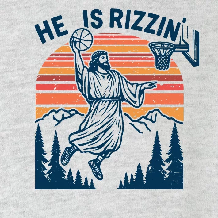 He Is Rizzin Easter Jesus Christian Basketball Toddler Long Sleeve Shirt