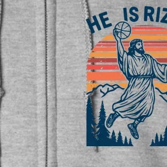 He Is Rizzin Easter Jesus Christian Basketball Full Zip Hoodie