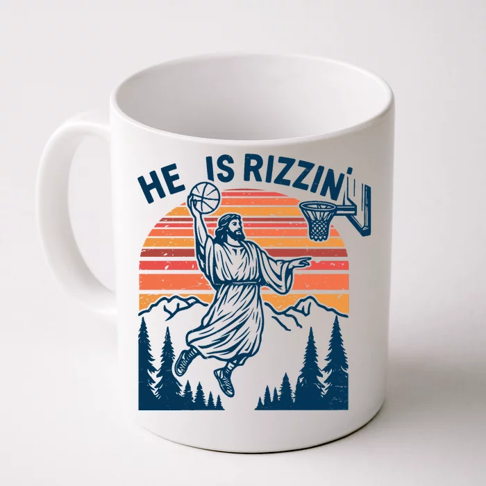 He Is Rizzin Easter Jesus Christian Basketball Front & Back Coffee Mug