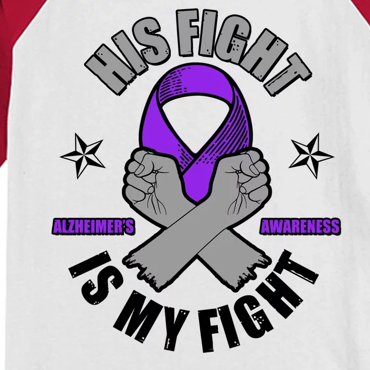 His Fight Is My Fight Alzheimer's Awareness Kids Colorblock Raglan Jersey