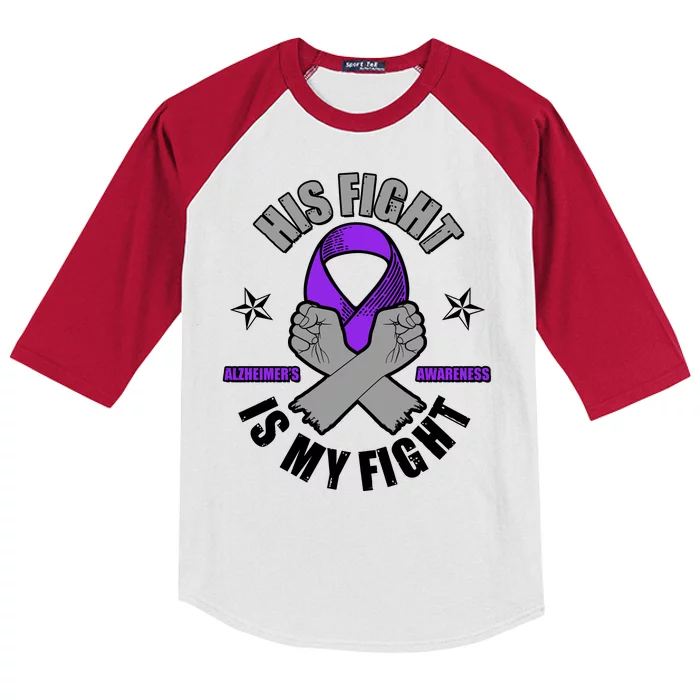 His Fight Is My Fight Alzheimer's Awareness Kids Colorblock Raglan Jersey