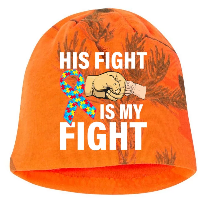 His Fight Is My Fight Autism Awareness Kati - Camo Knit Beanie