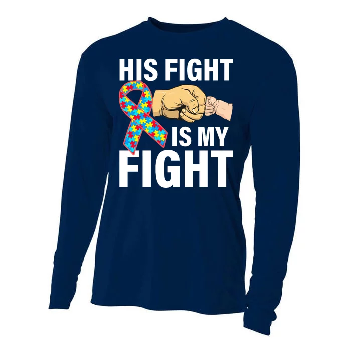 His Fight Is My Fight Autism Awareness Cooling Performance Long Sleeve Crew