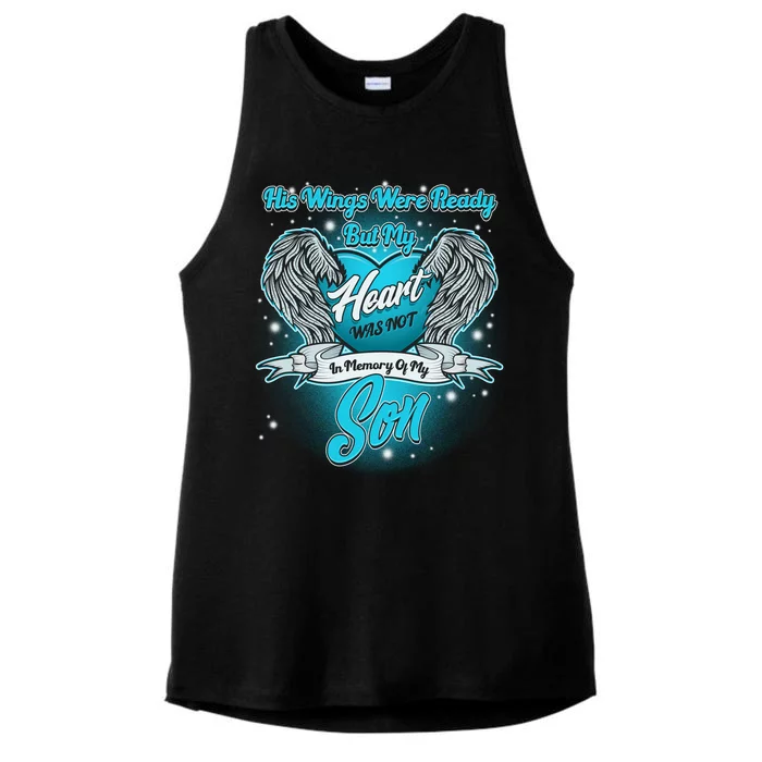 His Wings Were Ready But My Heart Was Not In Memory of My Son Ladies Tri-Blend Wicking Tank