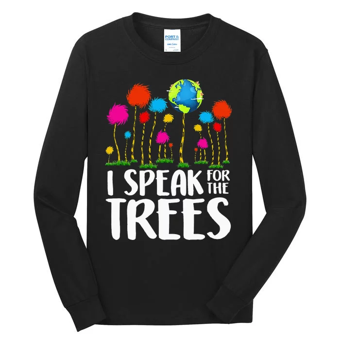 Hippie I Speak For Trees Earth Day Save Earth Tall Long Sleeve T-Shirt