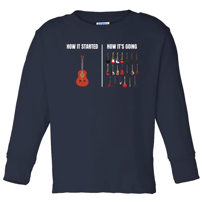 How It Started Guitar Lovers Shirts Meme Funny Guitar Toddler Long Sleeve Shirt