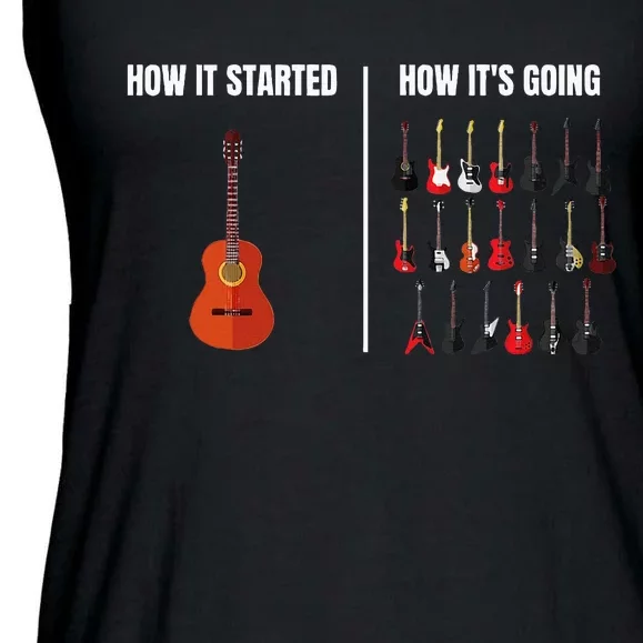 How It Started Guitar Lovers Meme Funny Guitar Ladies Essential Flowy Tank