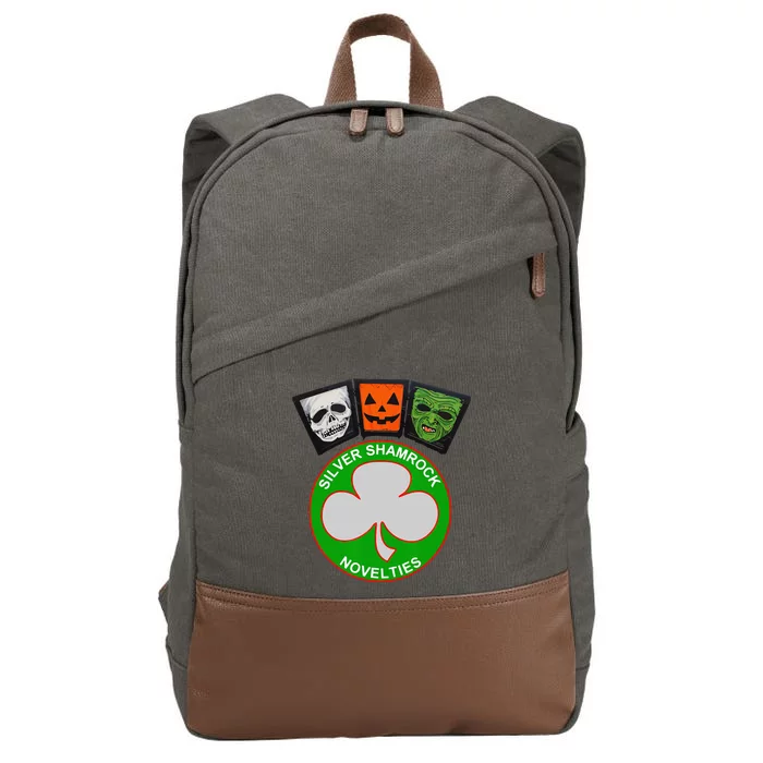 Halloween III Silver Shamrock And Masks Cotton Canvas Backpack