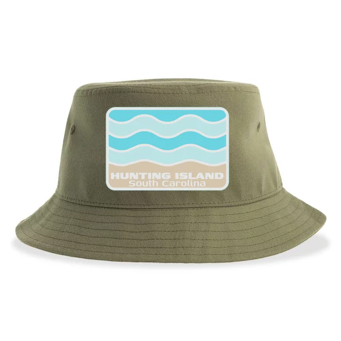 Hunting Island South Carolina Retro Sc Waves Beach Souvenir Gift Sustainable Bucket Hat