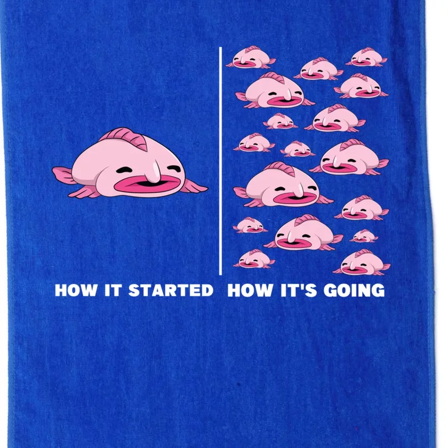 How It Started How Its Going Deep Sea Fish Animal Blobfish Gift Platinum Collection Golf Towel