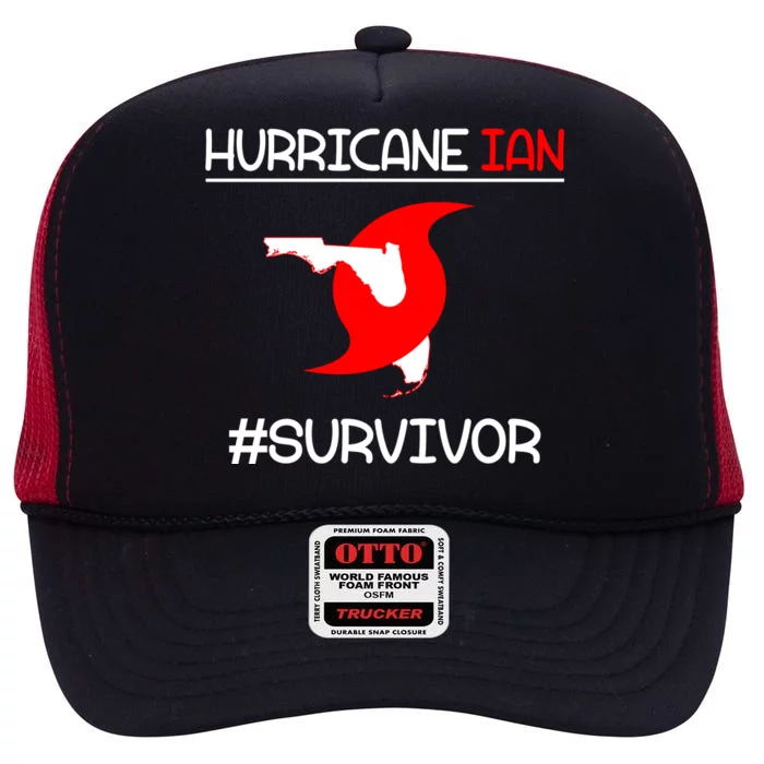 Hurricane Ian Survivor Florida Map High Crown Mesh Trucker Hat