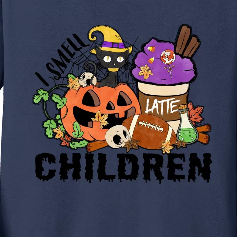 Halloween I Smell Children Hocus Pocus Coffee Latte Kids Long Sleeve Shirt