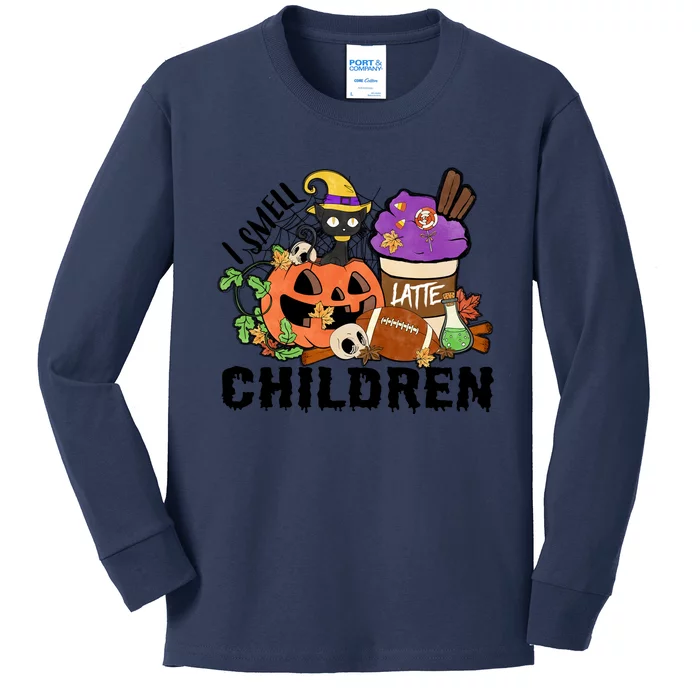 Halloween I Smell Children Hocus Pocus Coffee Latte Kids Long Sleeve Shirt