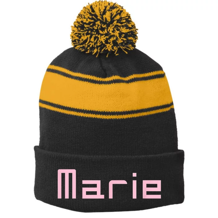 Hiking In Sonoma Marie Stripe Pom Pom Beanie