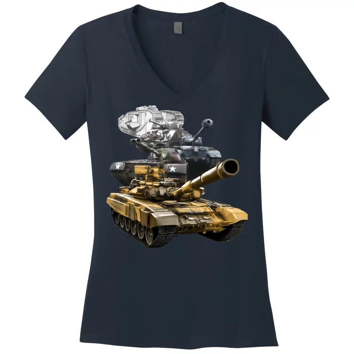 History of The Army Tank Women's V-Neck T-Shirt