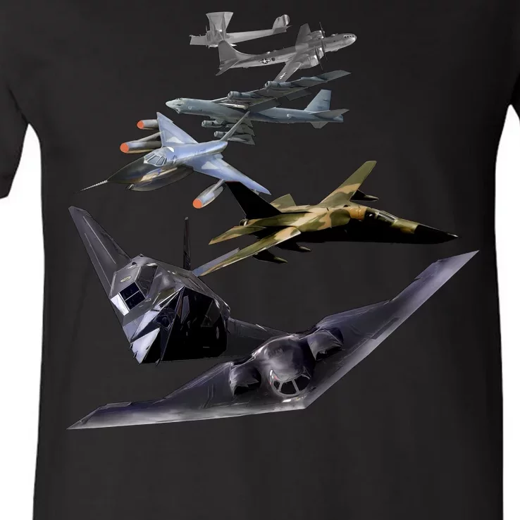 History Of The Bomber Plane Air Force V-Neck T-Shirt