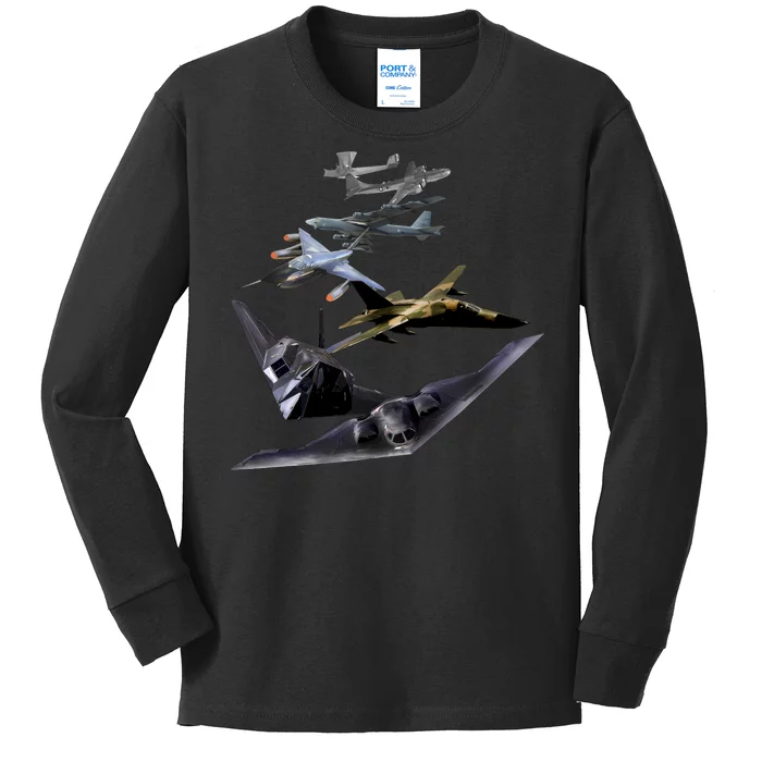 History Of The Bomber Plane Air Force Kids Long Sleeve Shirt