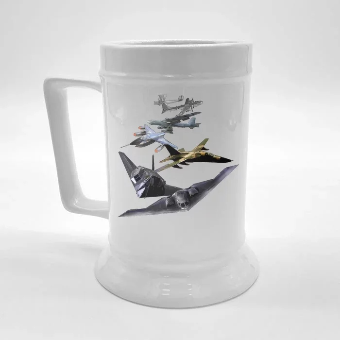 History Of The Bomber Plane Air Force Front & Back Beer Stein