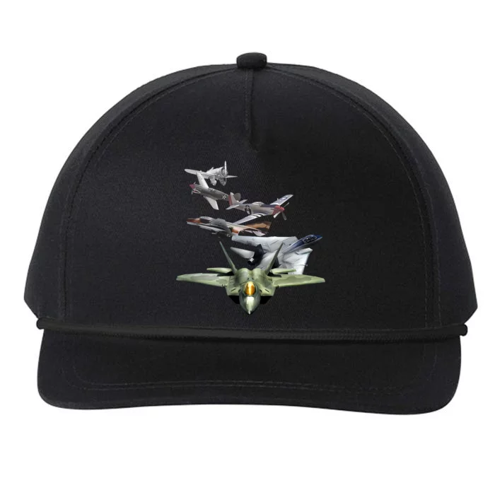 History Of The Fighter Plane - Air Force F-22 F-16 Snapback Five-Panel Rope Hat