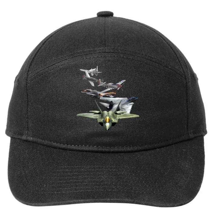 History Of The Fighter Plane - Air Force F-22 F-16 7-Panel Snapback Hat