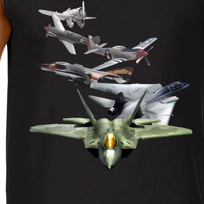 History Of The Fighter Plane - Air Force F-22 F-16 Comfort Colors® Tank Top