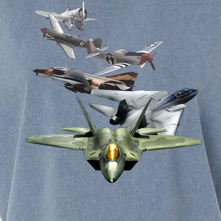 History Of The Fighter Plane - Air Force F-22 F-16 Garment-Dyed Women's Muscle Tee