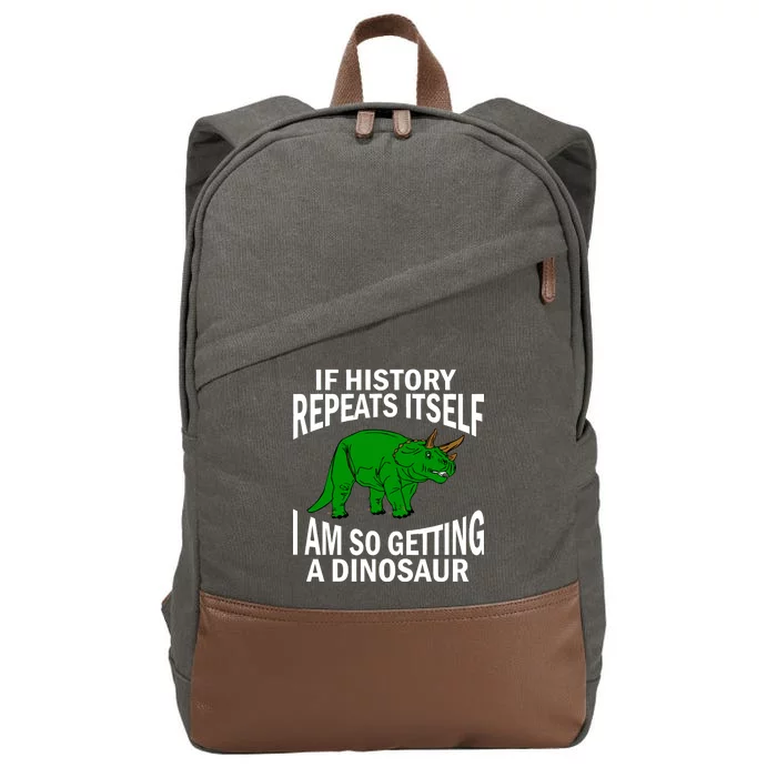 History Repeating Dinosaur Cotton Canvas Backpack