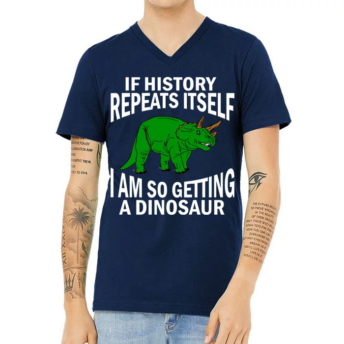 History Repeating Dinosaur V-Neck T-Shirt