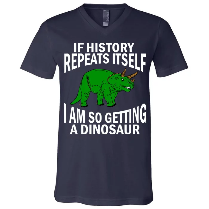 History Repeating Dinosaur V-Neck T-Shirt