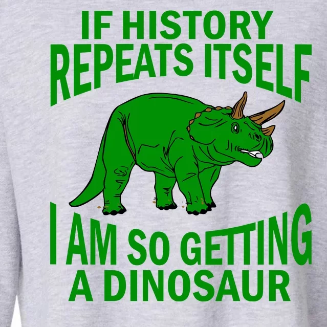 History Repeating Dinosaur Cropped Pullover Crew