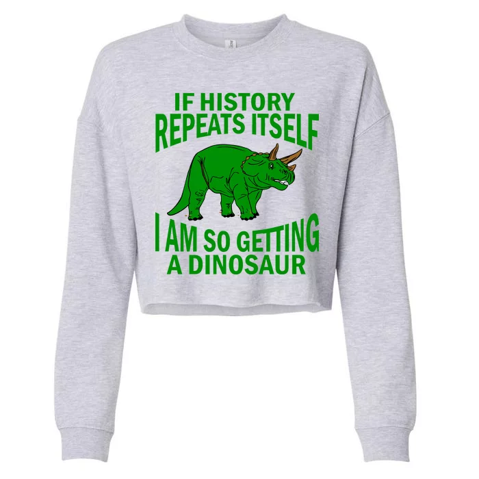 History Repeating Dinosaur Cropped Pullover Crew